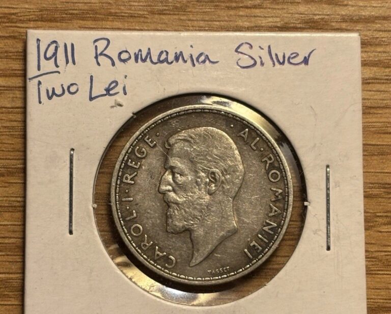 Read more about the article 1911 Carol I King of Romania 2 Lei Silver Coin