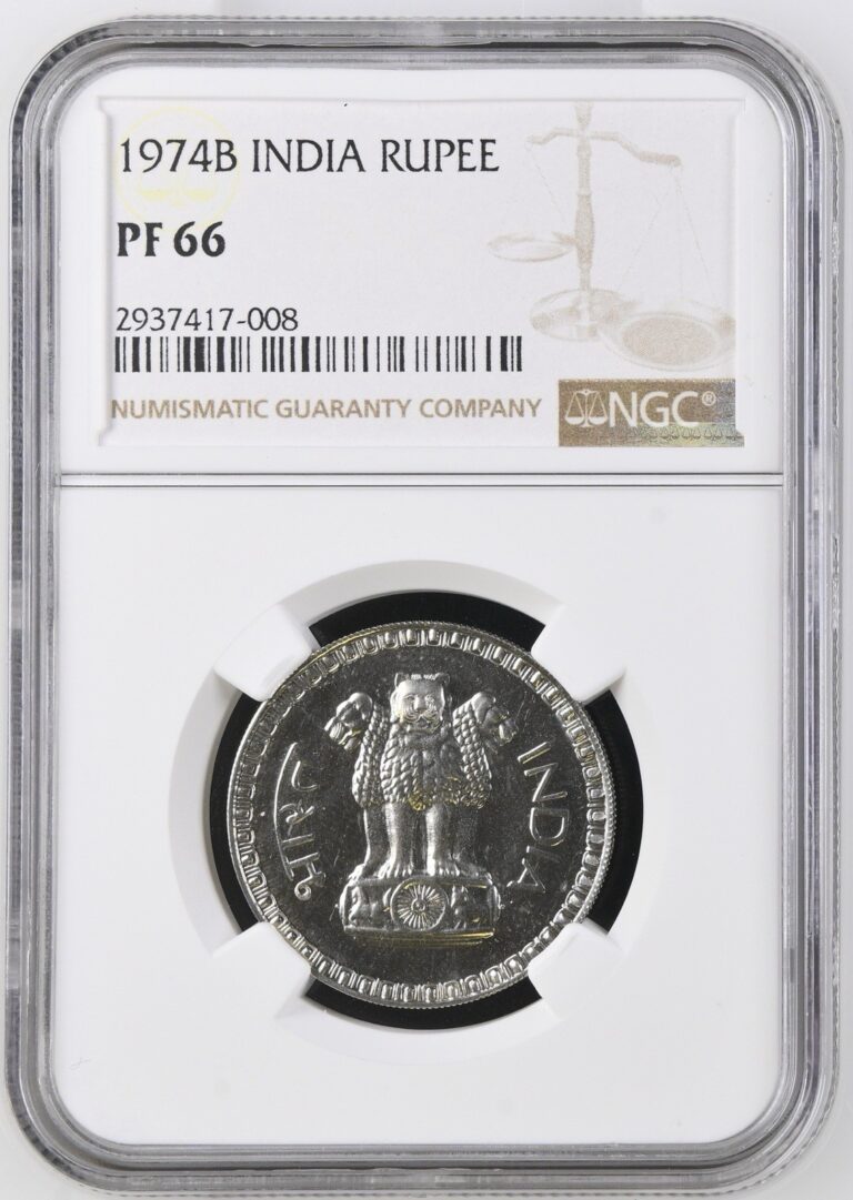 Read more about the article Republic India 1974 Bombay Mint One Rupee Proof NGC PF 66