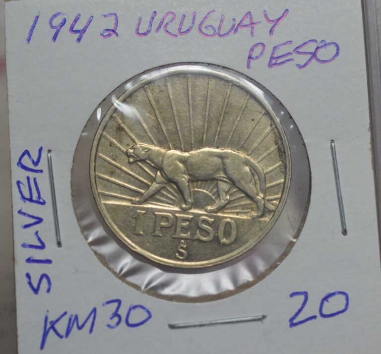 Read more about the article 1942 URUGUAY SILVER PESO KM-30
