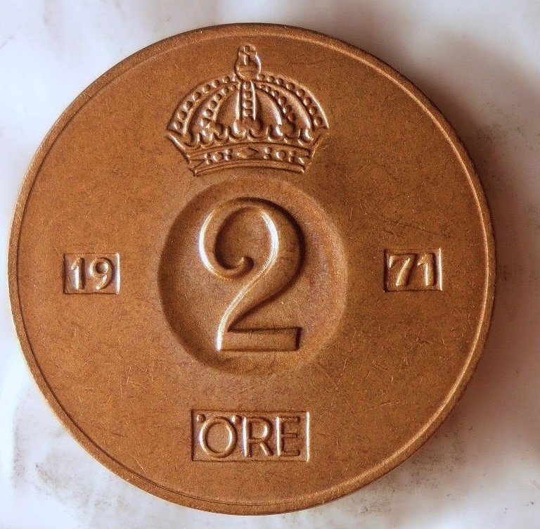 Read more about the article 1971 SWEDEN 2 ORE – UNCIRCULATED FROM ROLL – Full Luster -FREE SHIP – SWED BIN A