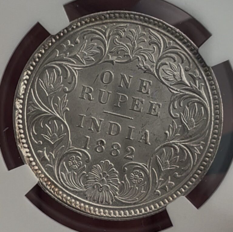 Read more about the article 1882C India-British One Rupee. NGC MS63. Silver. Victoria Empress. Very Rare!