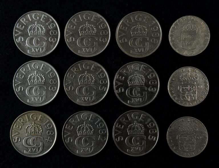 Read more about the article OLD Sweden Coin LOT * 1973-1988 ** Swedish 1 5 KRONOR Coins MIXED BULK LOT