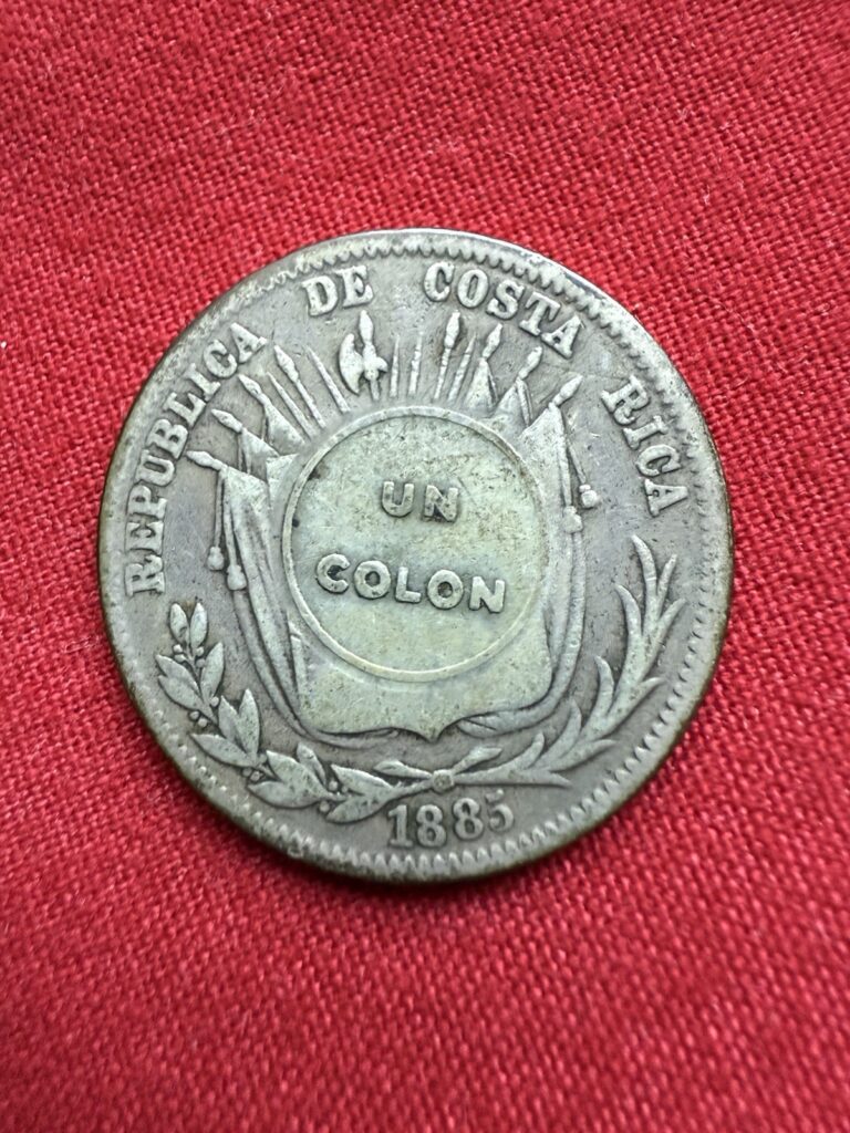 Read more about the article Costa Rica 1885 (Counterstamped w/ 1923 1 Colon) – Silver 50 Centimos
