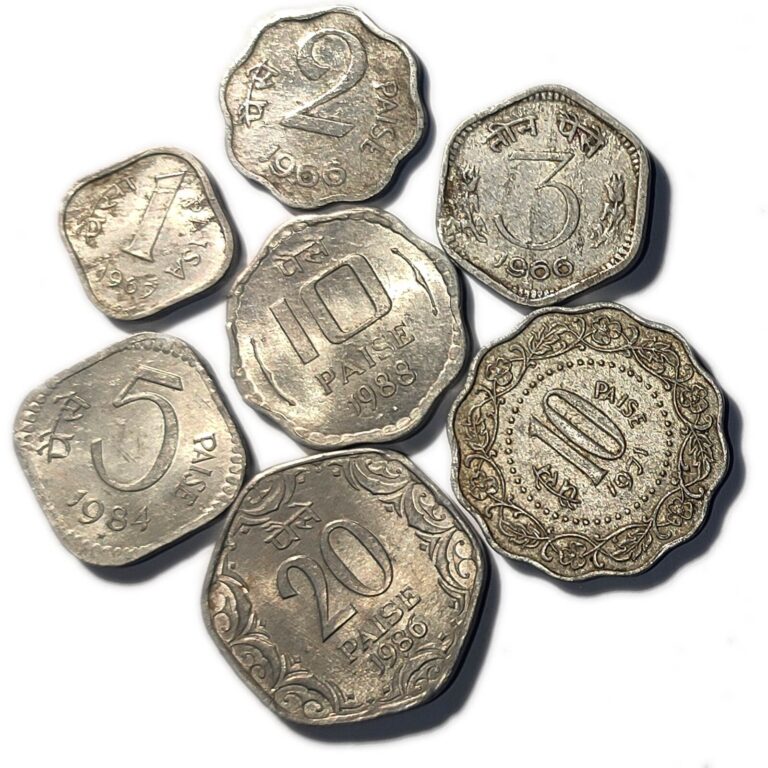 Read more about the article REPUBLIC INDIA 1 2 3 5 10 20 PAISA ALUMINIUM COLLECTIBLE COINS LOT – 7 COINS