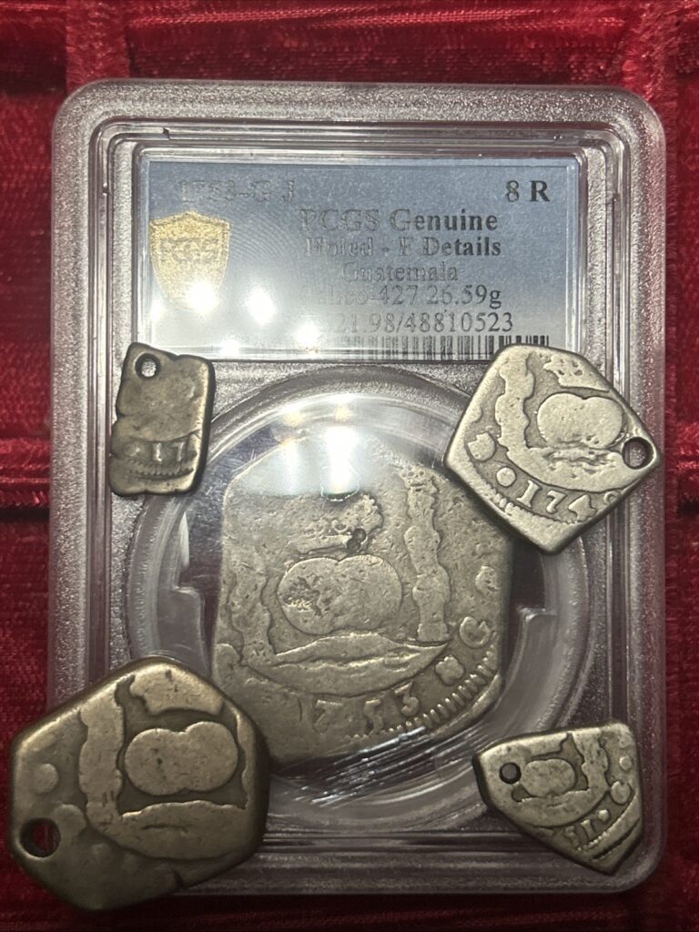Read more about the article LOT OF GUATEMALA COBS Assorted 1/2 1 2 4 And 8 Reales Silver 1700s  ALL Holed