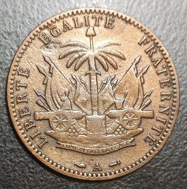 Read more about the article 1894 A Haiti 1 Cent Centime Bronze Restored Cleaned Details Coin KM 48