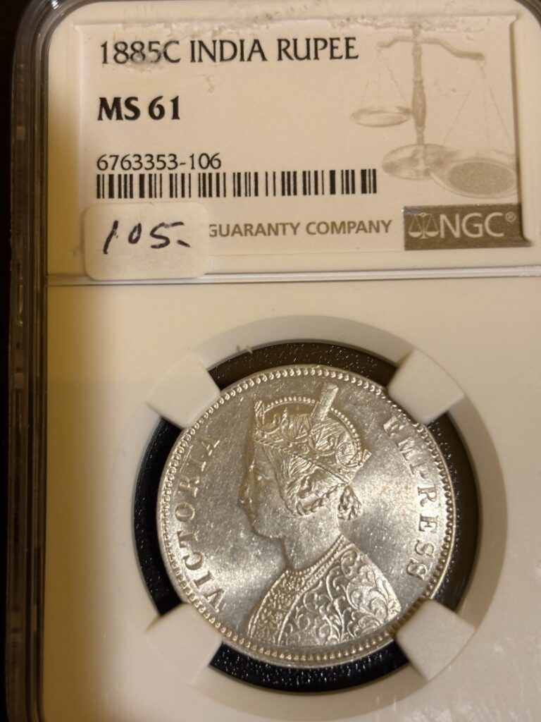 Read more about the article British India 1885C Rupee NGC MS61- Rare Coin