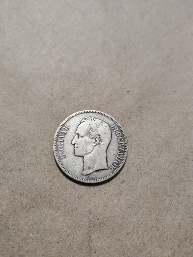Read more about the article Venezuela Coin “Fuerte” 5 Bolivares Bs 1905 Silver .900 37.2mm 25gr. KM#24