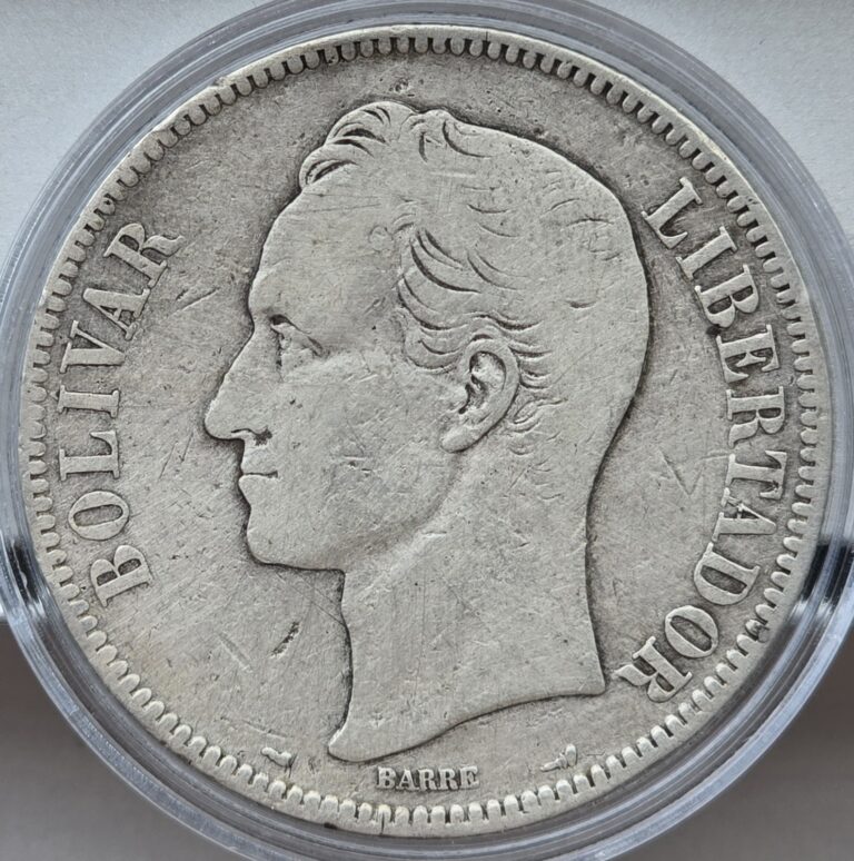 Read more about the article Venezuela 1911 5 Bolivares Silver Coin