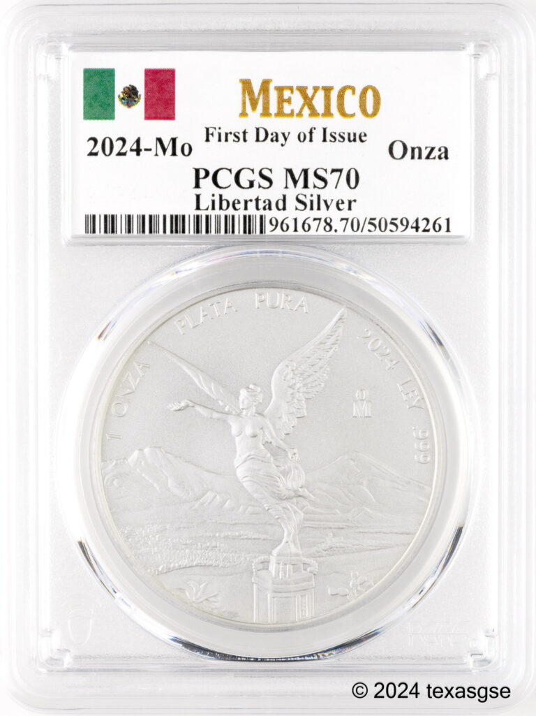 Read more about the article 2024 Mexico Onza Silver Libertad .999 Silver 1oz Coin PCGS MS70 FDI