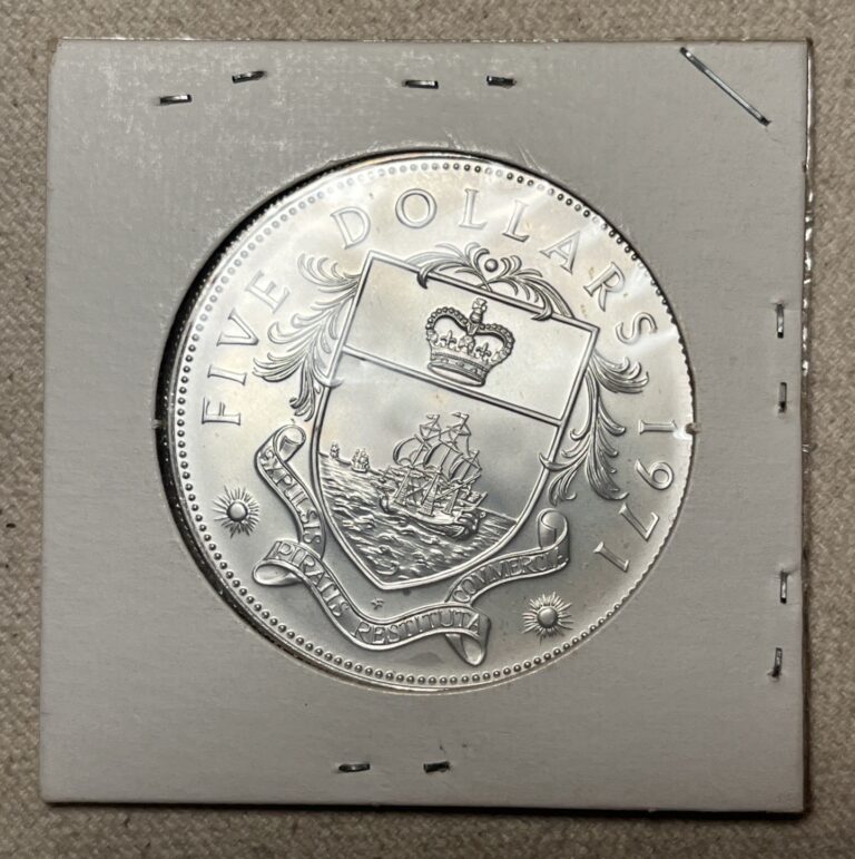 Read more about the article SILVER – HUGE – 1971 Bahamas Islands 5 Dollars – World Silver Coin CF