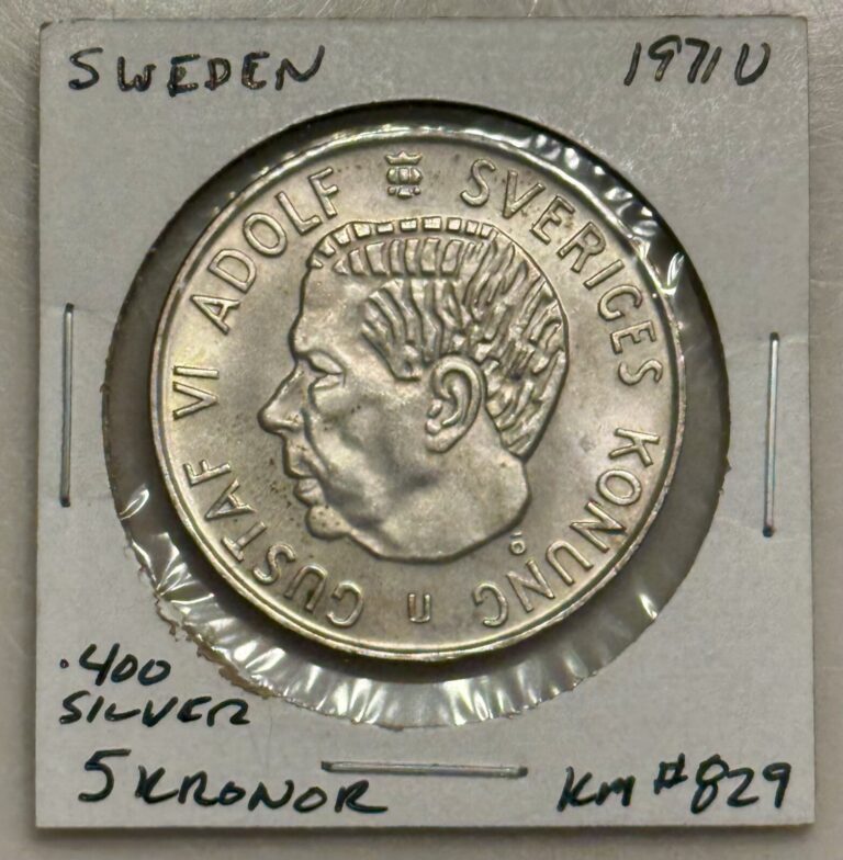 Read more about the article 1971 U Sweden 5 Kronor Silver Coin – KM#829