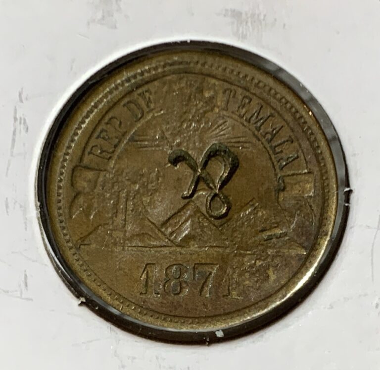 Read more about the article 1871 GUATEMALA 1 CENTAVOS WITH COUNTMARK LB R AND and  COPPER COIN