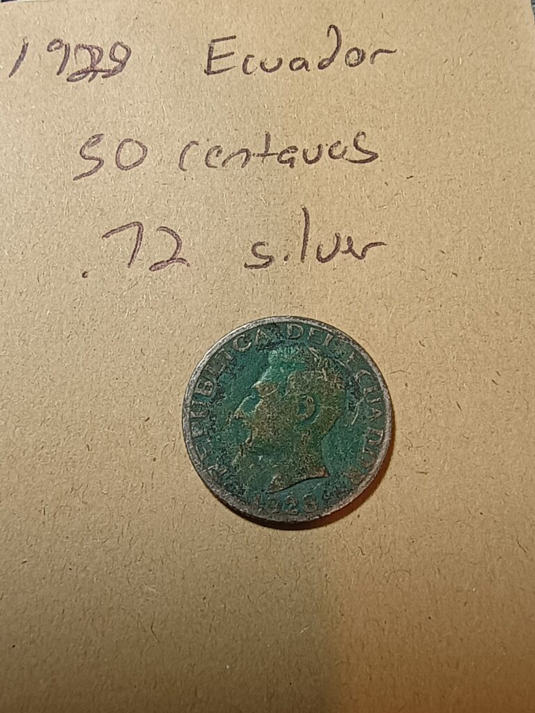 Read more about the article 1928 Ecuador 50 Centavos .72 Silver Coin