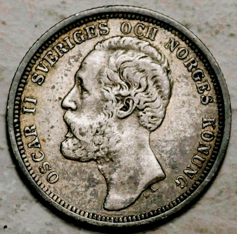 Read more about the article 1889 SWEDEN SILVER 1 KRONA (LOCK OF HAIR BELOW “NO” IN “NORGES”)