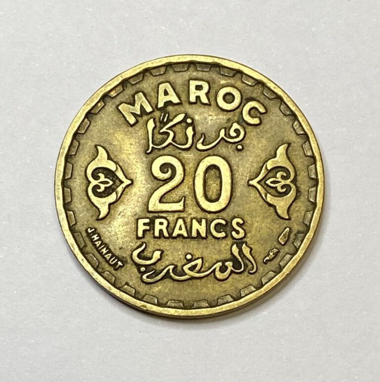 Read more about the article 1952 Morocco 20 Francs Circulated Coin — Free Shipping !
