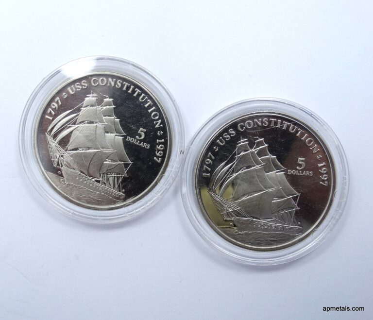 Read more about the article 1997 U.S.S CONSTITUTION Ship Marshall Islands $5 Medallion Coin