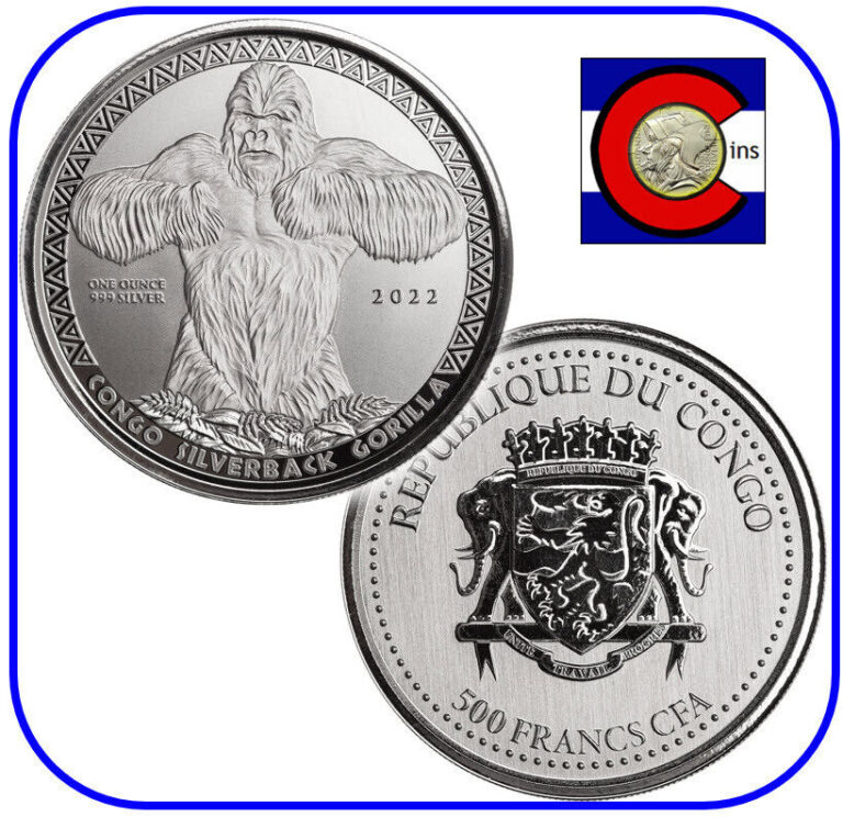 Read more about the article 2022 Republic of Congo Prooflike Silverback Gorilla 1 oz Silver Coin in capsule