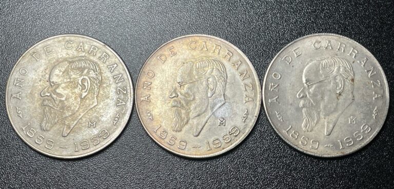 Read more about the article (Lot Of 3) 1959 Mexico 5 Pesos Silver Coins