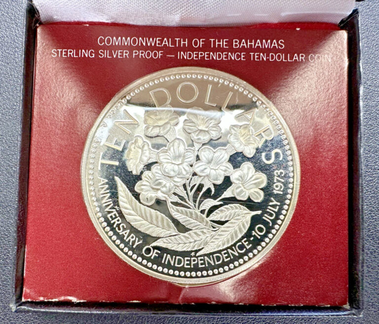 Read more about the article Commonwealth of the Bahamas  1975 Independence Day Silver Proof $10 w/COA