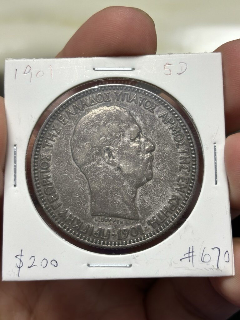 Read more about the article Greece 5 Drachmai 1901 Crete Silver Coin