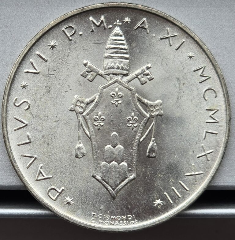 Read more about the article Brilliant Uncirculated Vatican City/Holy See 1973 Year XI 500 Lire Silver Coin
