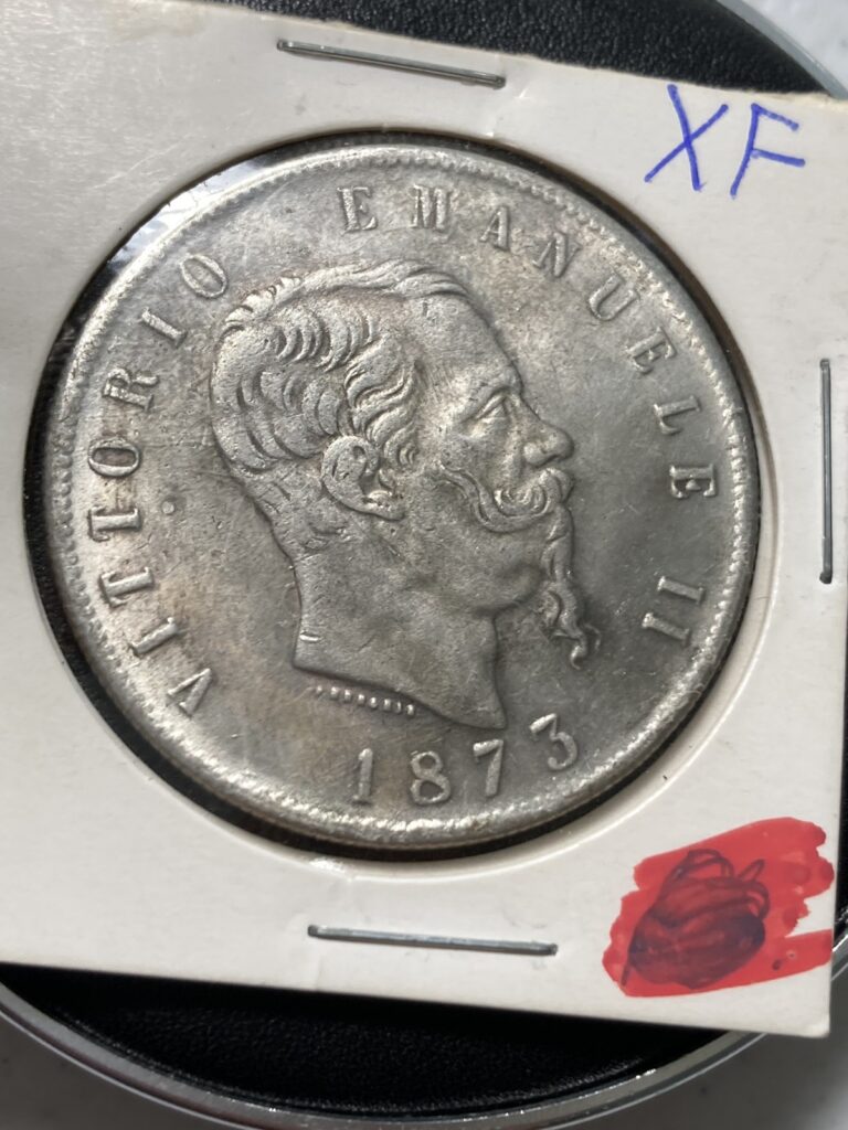 Read more about the article 1873 5 Lire King Vittorio Emanuele ‖ Italy  Possible Error on the “5” Reverse