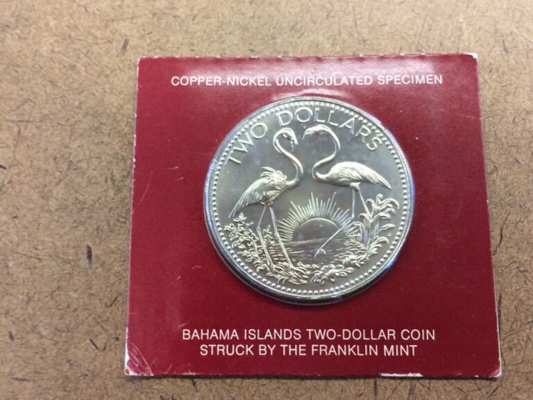 Read more about the article 1974 Bahama Islands 2 Dollar BU Copper-Nickel * Original Franklin Mint Packaging