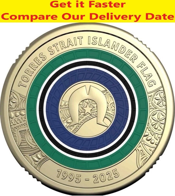 Read more about the article Torres Strait Islander Flag Two Dollar $2 Coloured Coin Straight Australia – UNC