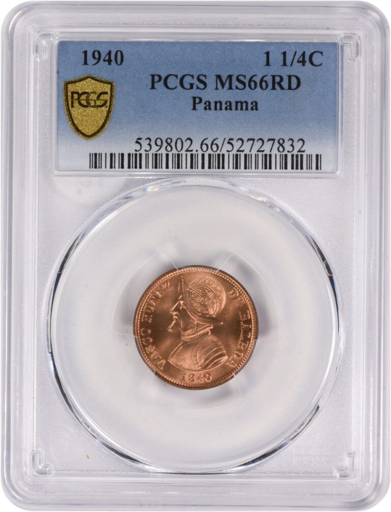 Read more about the article 1940 Panama 1 1/4 Centesimo KM15 MS66RD PCGS