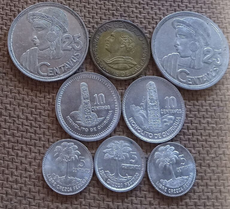 Read more about the article 8 VINTAGE GUATEMALA GEM 1950s and 1960S UNC 1  5  10 and 25 CENTAVOS  7 SILVER .720