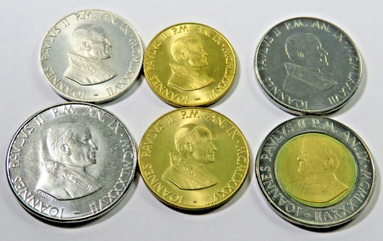 Read more about the article Vatican City Set of Six 1987 coins  KM 199-204