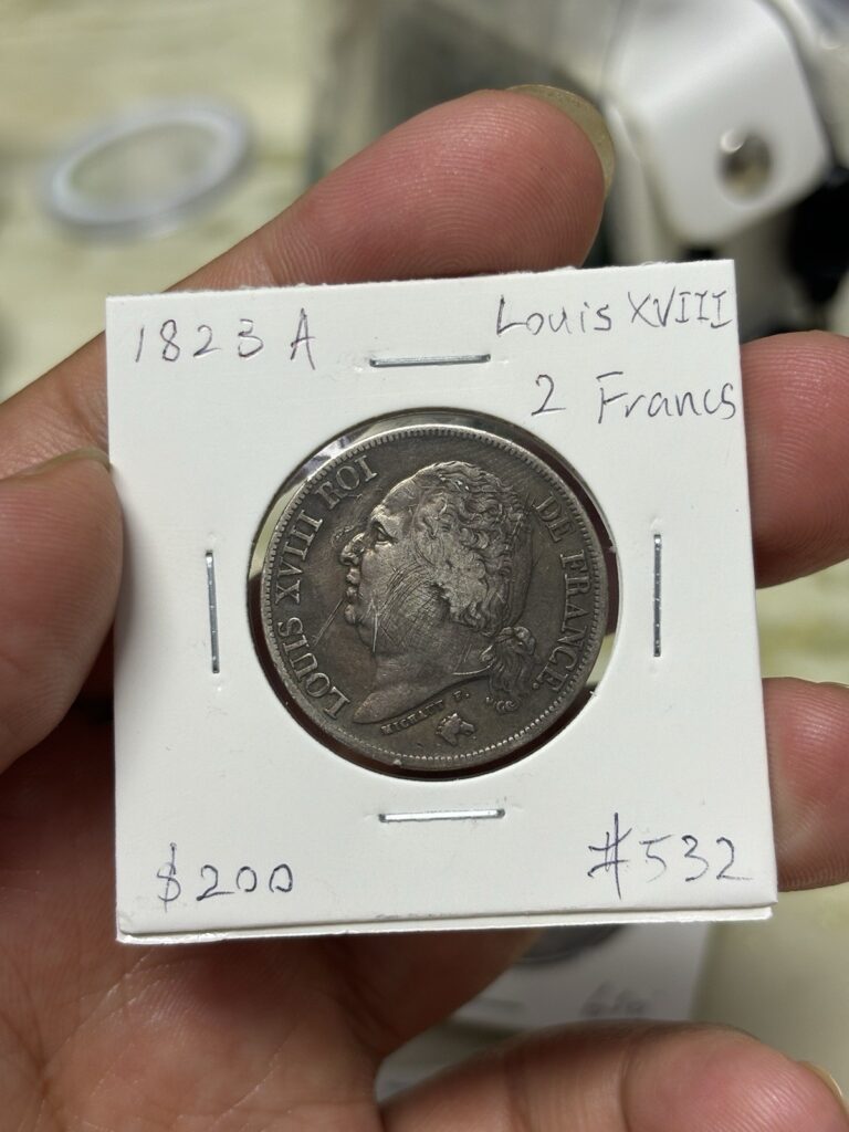 Read more about the article 1823 A Louis XVIII 2 Francs Silver Coin Rare