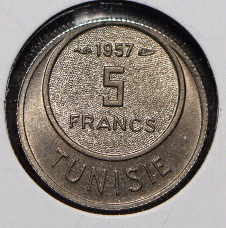 Read more about the article Tunisia 1957 AH 1376 5 Francs  292009 combine shipping