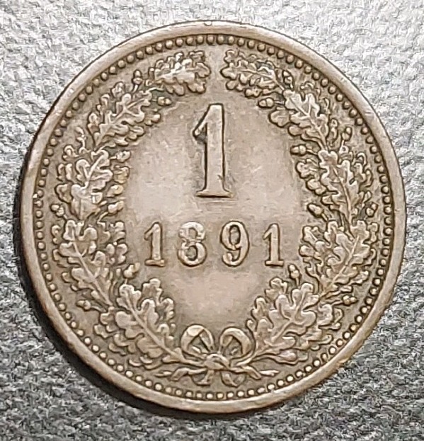 Read more about the article 1891 Austria 1 Kreuzer Old Bronze XF Coin Austrich Empire KM 2187