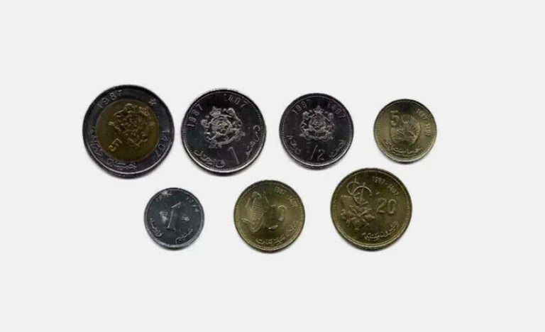 Read more about the article Morocco 1 5 10 20 1/5 1 5 DIRHAMS x 7 Pcs SET Bimetal UNC Moroccan Animal COIN