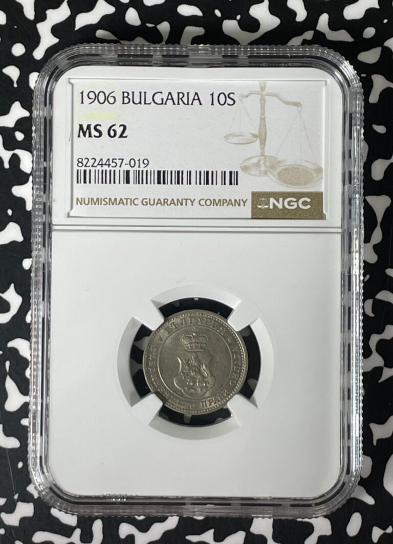 Read more about the article 1906 Bulgaria 10 Stotinki NGC MS62 Lot#G267 Nice UNC!