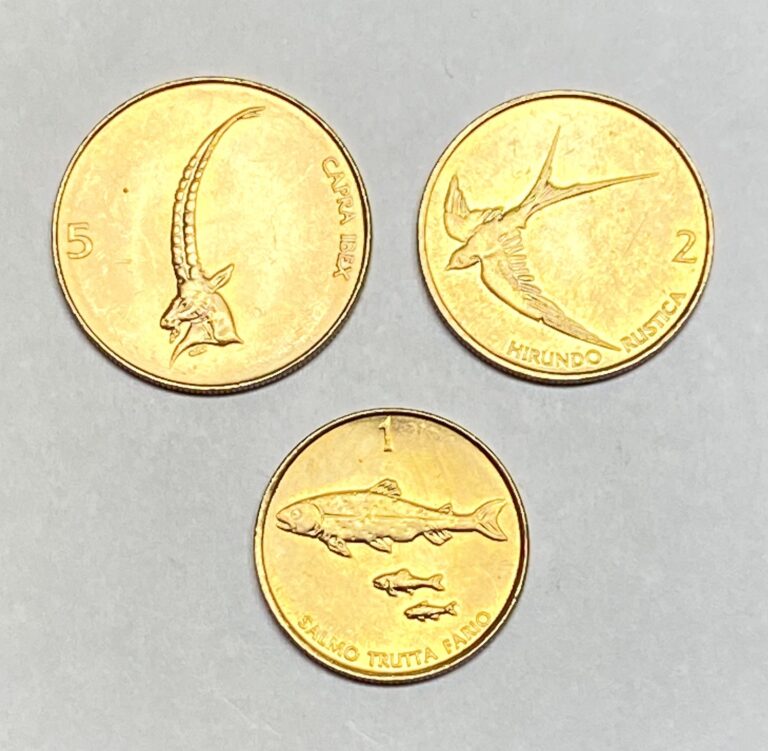 Read more about the article Lot of 3 Slovenia Circulated Foreign Coins  1  2 and 5 Solarjev  Free Shipping !