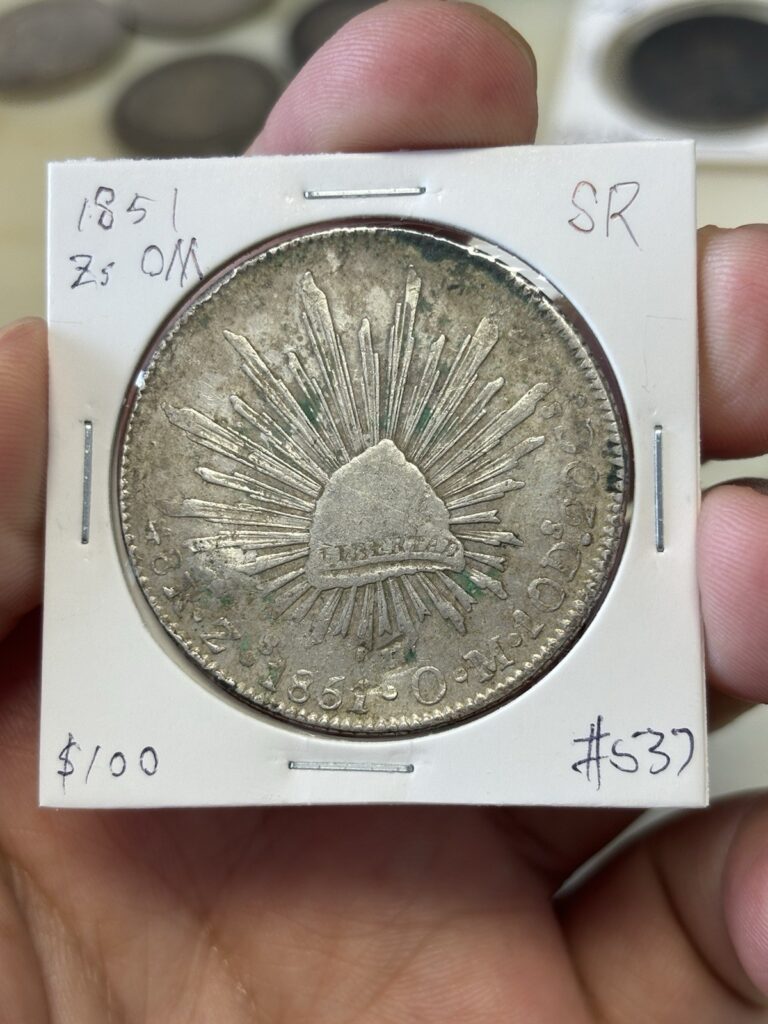 Read more about the article 1851 Zs Om Mexico 8 Reales Silver Coin Chopmarked
