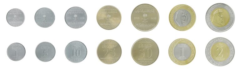 Read more about the article Saudi Arabia 1 Halala-2 Riyals  7 Pieces Set  2016 (AH1438)  KM #73-79  Mint