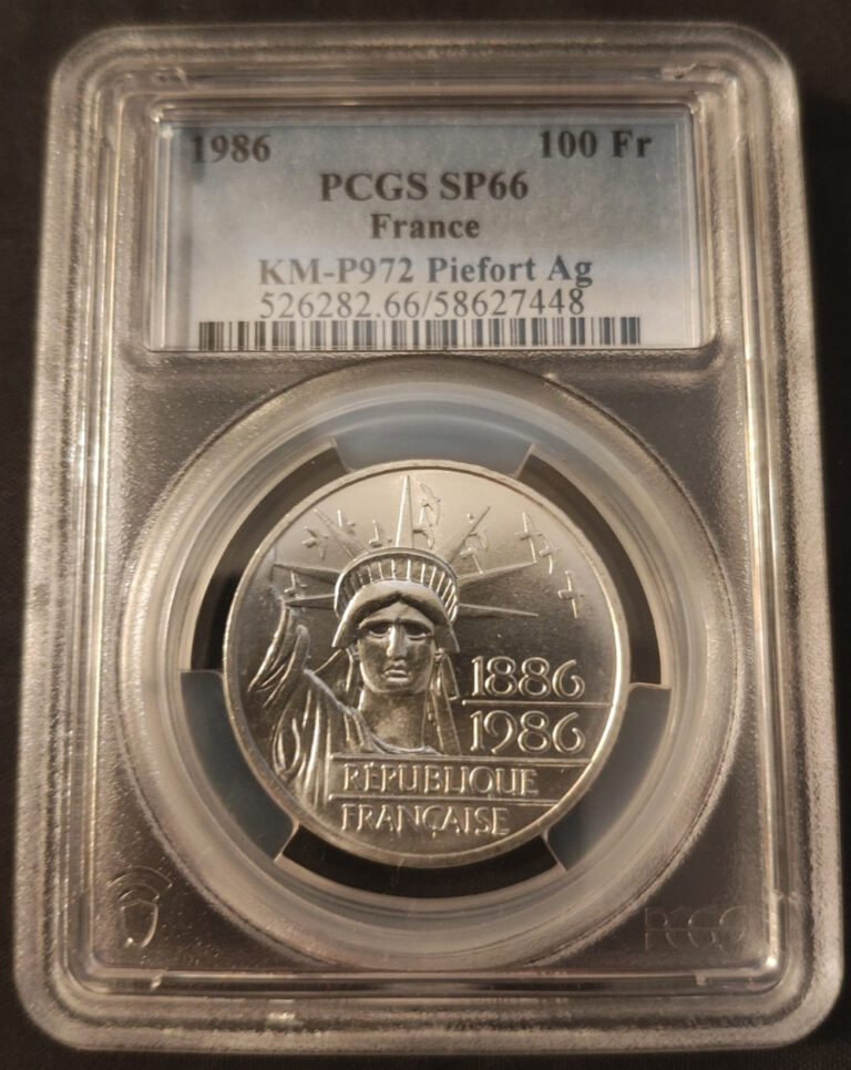 Read more about the article 1986  France 100F Piefort 100 Francs Silver Coin – PCGS: SP 66