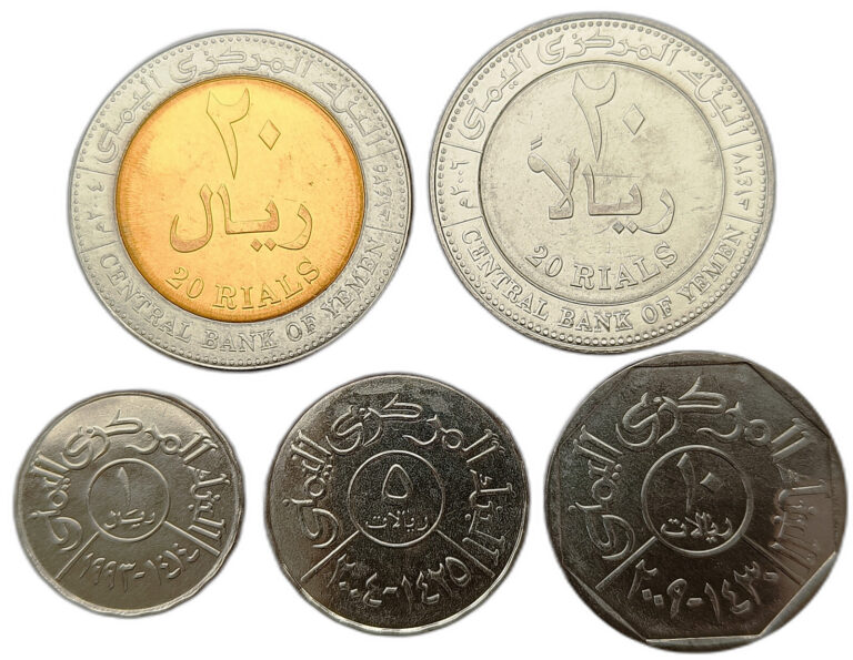 Read more about the article YEMEN SET OF 5 COINS 1 – 20 RIYAL 1993 – 2019 UNC