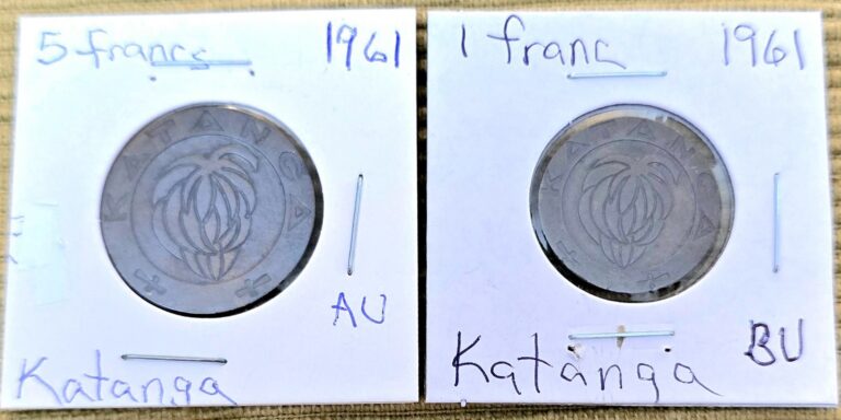 Read more about the article Katanga (Congo) 1961 5 and 1 Franc uncirculated (set of 2 coins) [2]