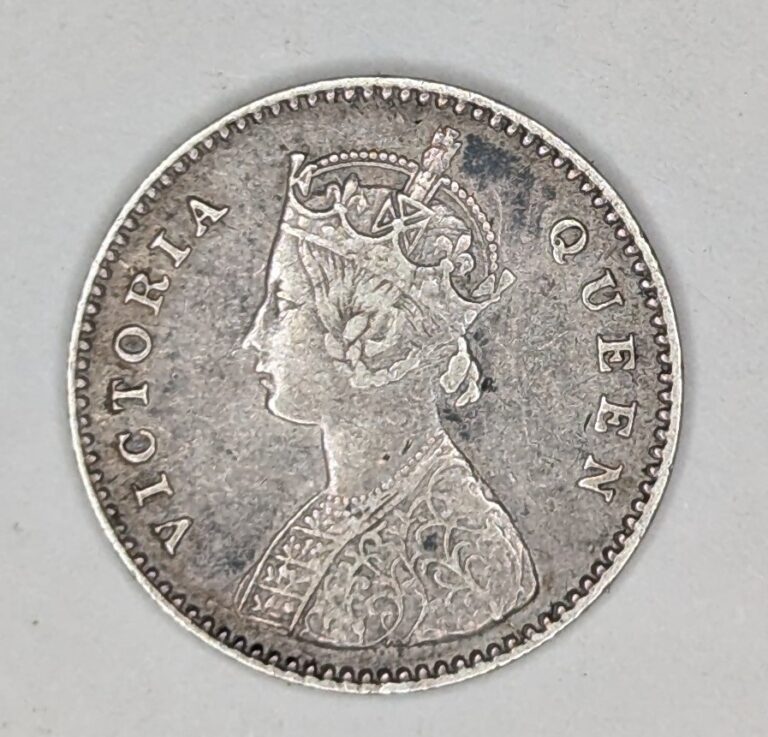 Read more about the article 1862 British India Two Annas silver coin high grade