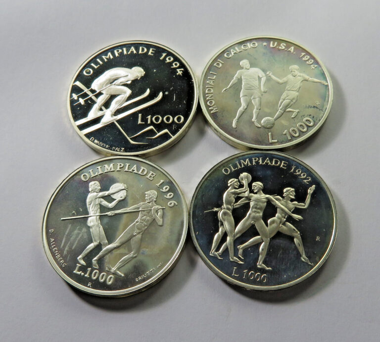 Read more about the article San Marino Silver 1992-1994 1000 Lire  KM 316-318  332  277 Olympics