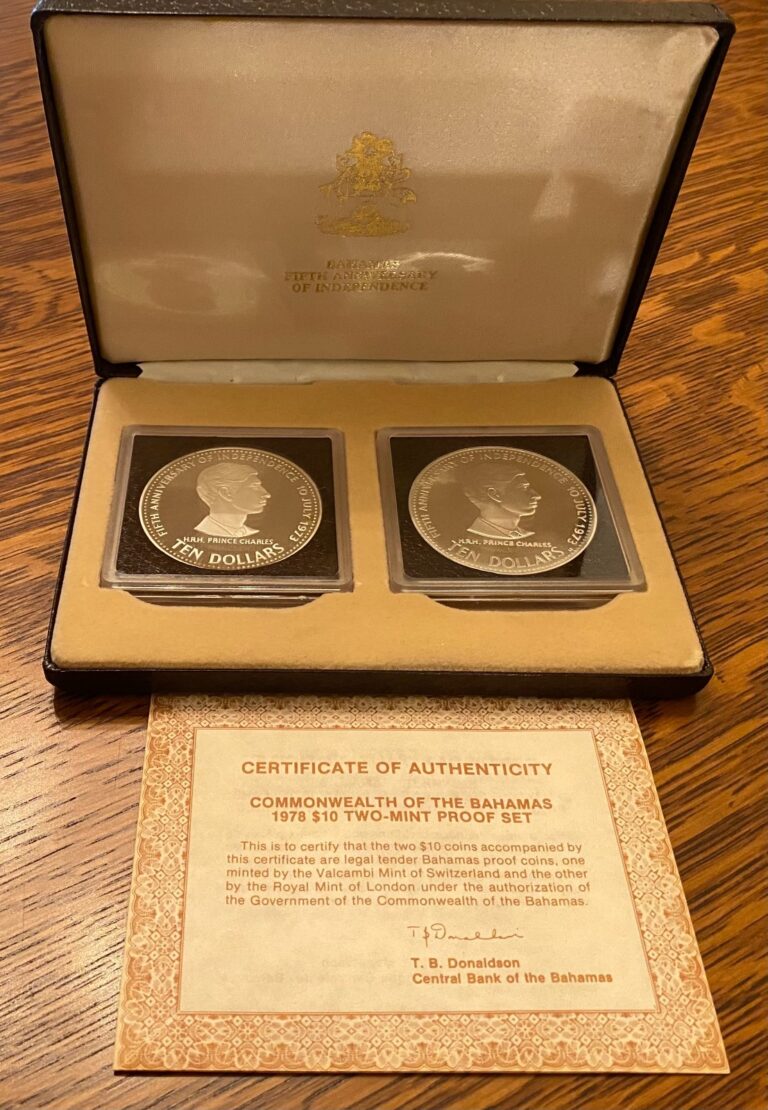 Read more about the article COMMONWEALTH OF THE BAHAMAS  1978  $10  TWO SILVER COINS PROOF SET