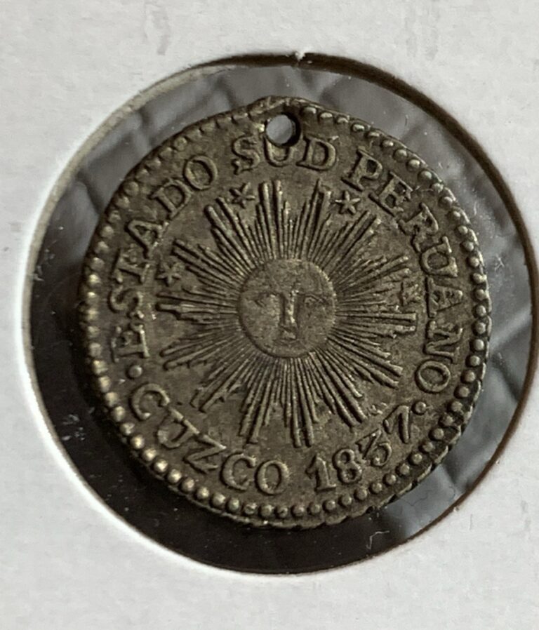 Read more about the article 1837 SOUTH PERU 1/2 REAL SILVER COIN  AU BUT HOLED  RARE!!!