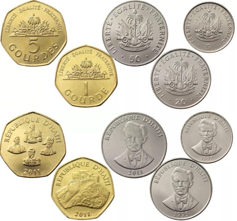 Read more about the article Haiti 5 Pcs UNC Coins SET   5 20 50 Cents 1 5 Gourdes 1995 2011