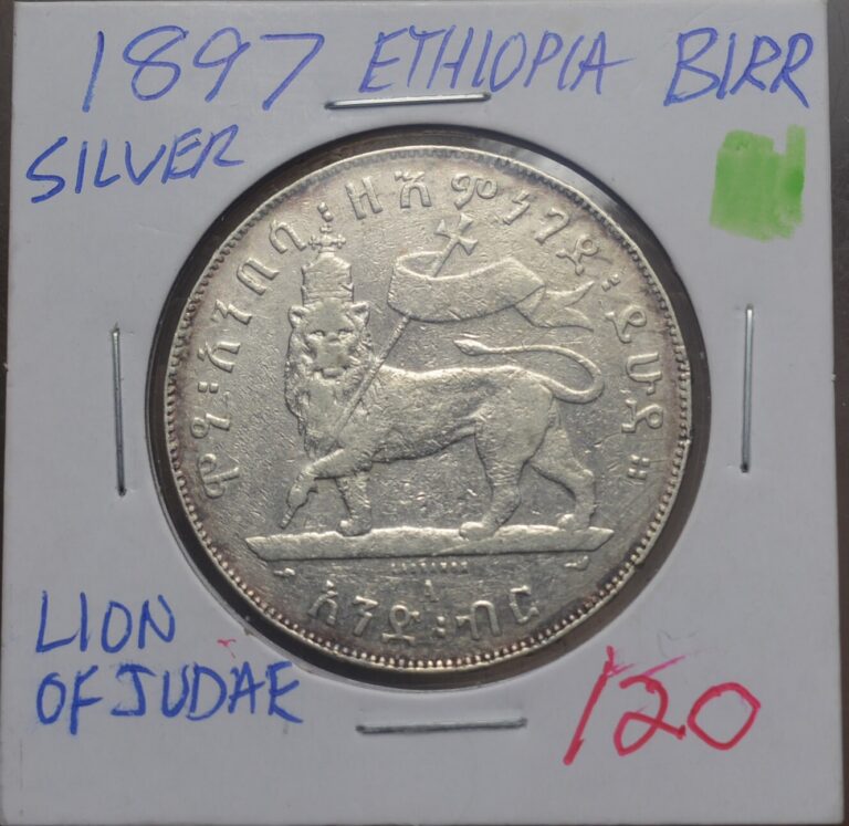 Read more about the article 1897 ETHIOPIA SILVER 1 BIRR LION OF JUDAH | Menelik II