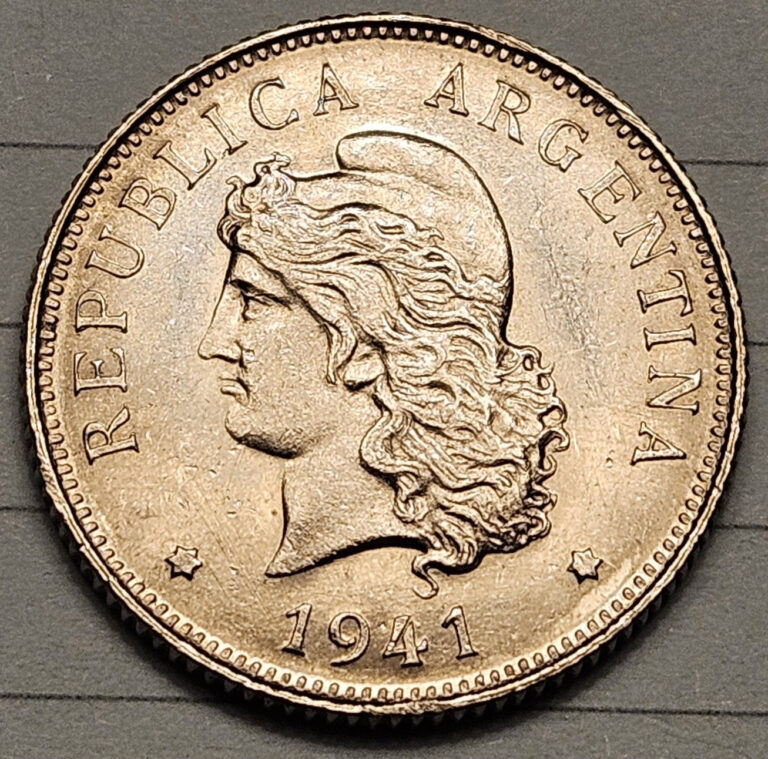 Read more about the article 1941 Argentina 50 Centavos UNCIRCULATED Nickel Coin-24.5MM-CAPPED LIBERTY-KM#39